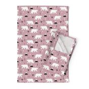 Cute polar bear winter mountain geometric triangle print plum purple