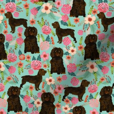 boykin spaniel florals fabric mint