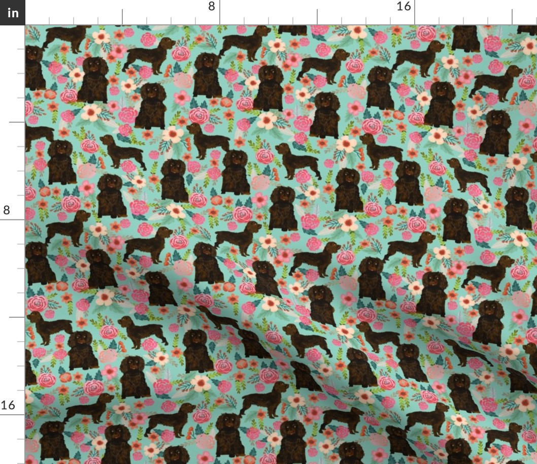 boykin spaniel florals fabric mint