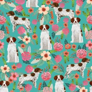 brittany spaniel dog fabric cute florals dog design