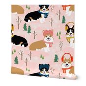 corgi snow day fabric red tri colored corgi fabric snow day winter fabrics