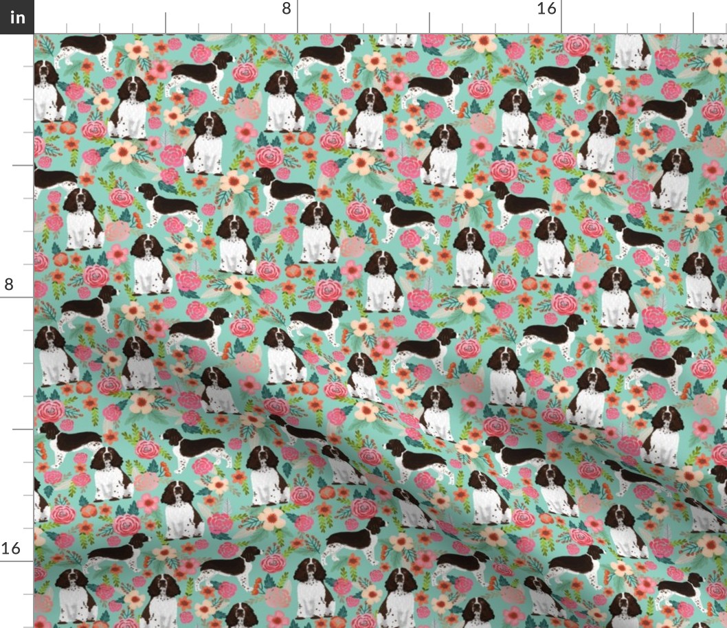 english springer spaniel floral fabric cute florals dog design