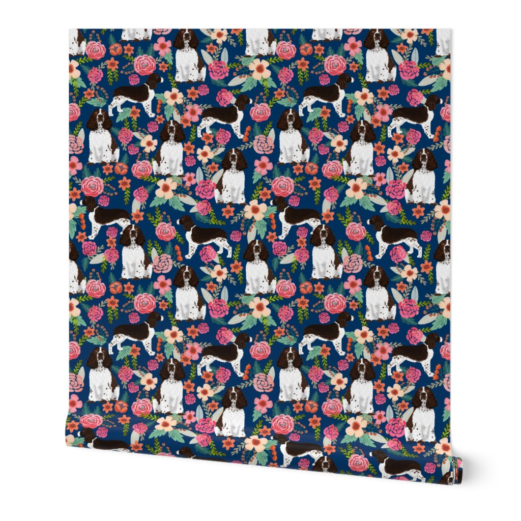 english springer spaniel floral fabric cute florals dog design