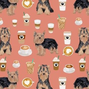 yorkie coffee fabric yorkshire terrier coffee design cute dogs fabric