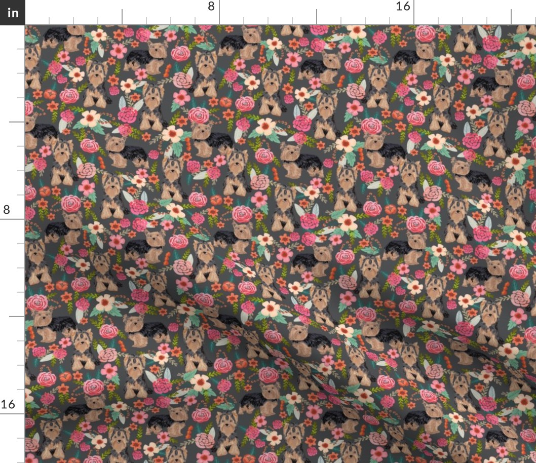 yorkie florals fabric yorkshire terrier floral fabric cute dogs fabric