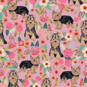 yorkie florals fabric yorkshire terrier floral fabric cute dogs fabric