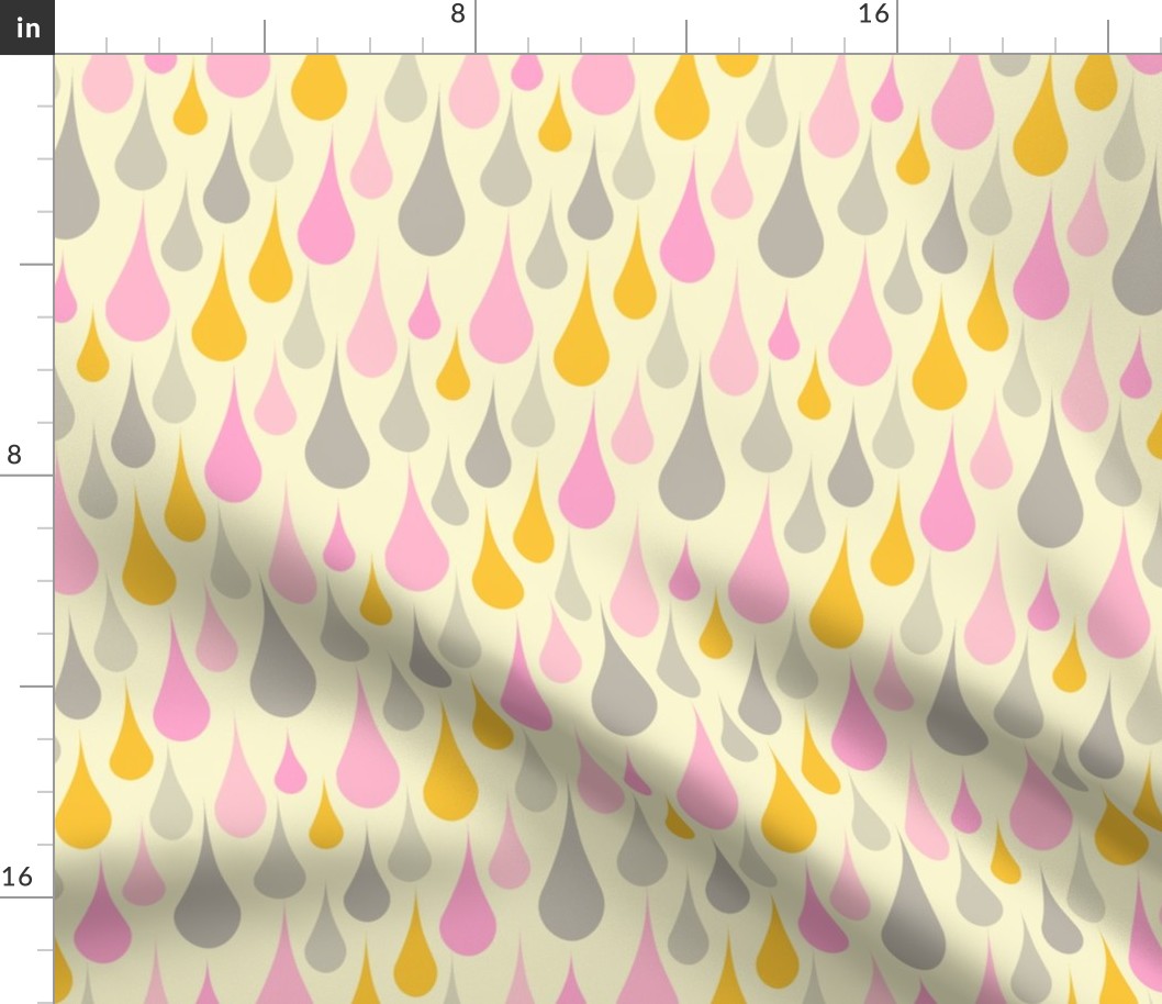 raindrops - pink gray cream large