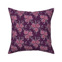 chrysanthemum purple florals fabric girls sweet block printed flowers