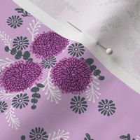 chrysanthemum purple florals fabric girls sweet block printed flowers