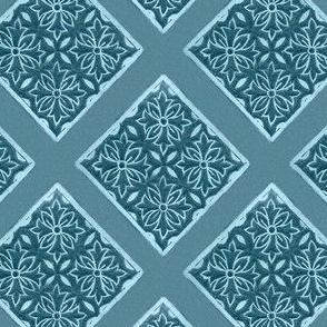 Japanese-fabric-stamp-diamond-diagonal-repeat-TURQUOISE