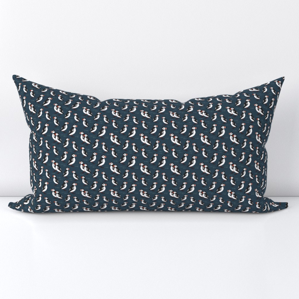 TINY puffin // puffins navy bird scandi fabric