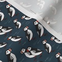 TINY puffin // puffins navy bird scandi fabric