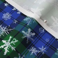 large snowflakes on the Campbell tartan (12" repeat)