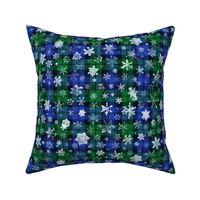 large snowflakes on the Campbell tartan (12" repeat)