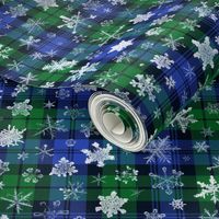 large snowflakes on the Campbell tartan (12" repeat)