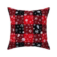 large snowflakes on 3" red and black buffalo check squares