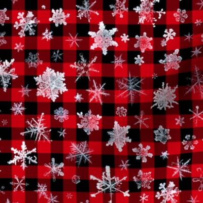 large snowflakes on 1/2" red and black buffalo check 