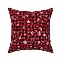 large snowflakes on 1/2" red and black buffalo check 