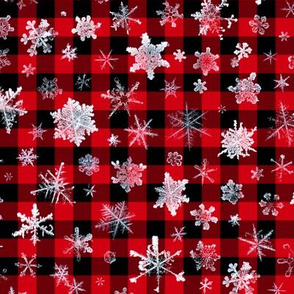 large snowflakes on 1/2" red and black buffalo check 