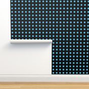 Polka Dots - 1 inch (2.54cm) - Light Blue (#57bee4) on Black (00000) 