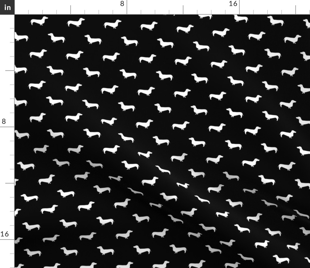 black and white dachshund silhouette fabric doxie design dachshunds fabric 