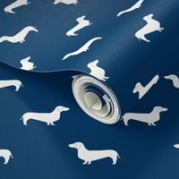 navy blue dachshund silhouette fabric doxie design dachshunds fabric 