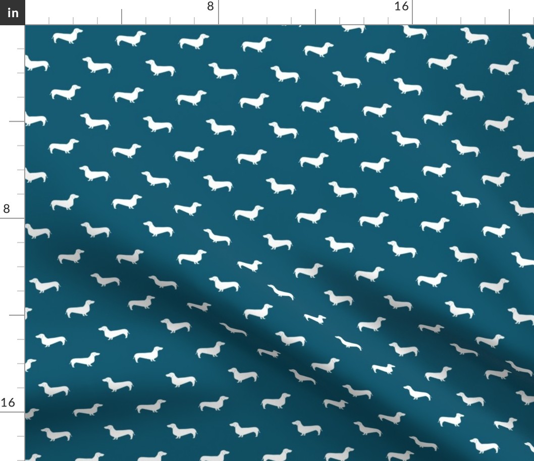 sapphire blue dachshund silhouette fabric doxie design dachshunds fabric 