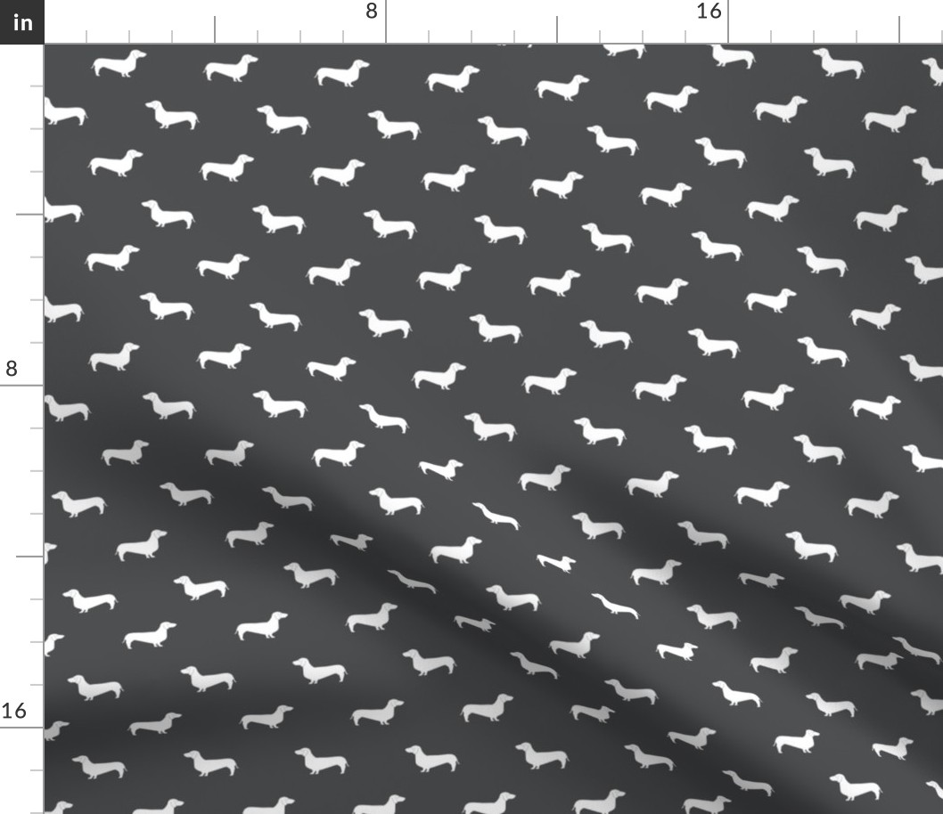 shadow grey dachshund silhouette fabric doxie design dachshunds fabric 