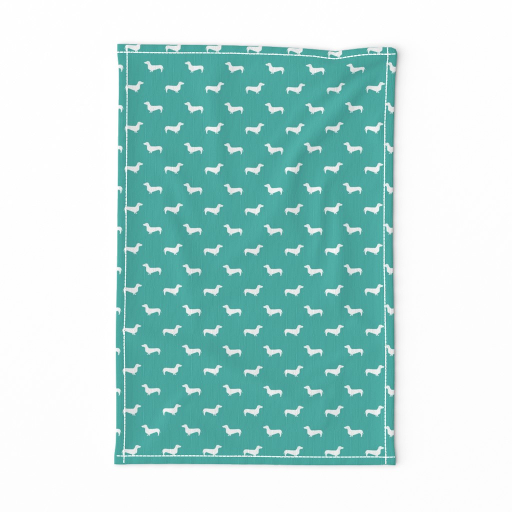 turquoise dachshund silhouette fabric doxie design dachshunds fabric 