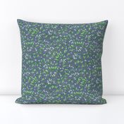 Ditsy Christmas Mistletoe on Grey Denim