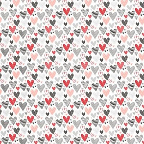 Hearts Geometrical Love Valentine Black&White Red Pink Very Tiny Small