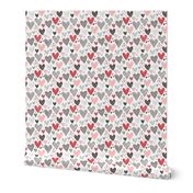 Hearts Geometrical Love Valentine Black&White Red Pink Small Tiny