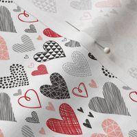 Hearts Geometrical Love Valentine Black&White Red Pink Small Tiny