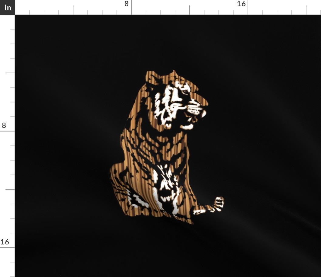 Scratchboard Zebrawood Tiger for Pillow