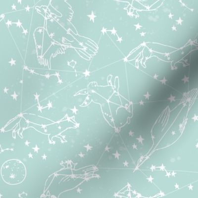 constellations // soft aqua pastel baby nursery blue cute constellations fabric for baby