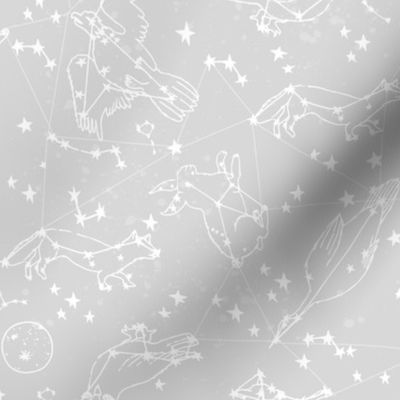 constellations // grey animals stars fabric cute animals constellations fabric