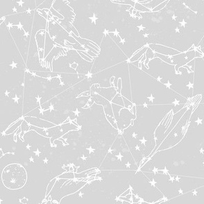 constellations // grey animals stars fabric cute animals constellations fabric