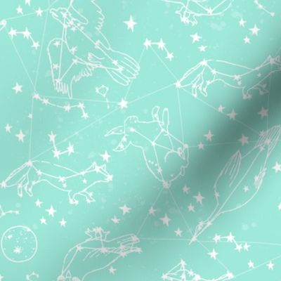 constellations // bright mint constellation fabric nursery baby mint fabric andrea lauren 