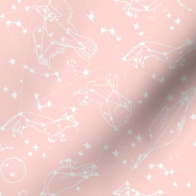 constellations // pink animals nursery baby design stars constellations fabric 
