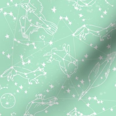 constellations // mint nursery baby fabric baby animals design andrea lauren fabric