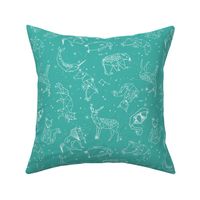 constellations // geometric animals baby nursery teal turquoise fabric andrea lauren design