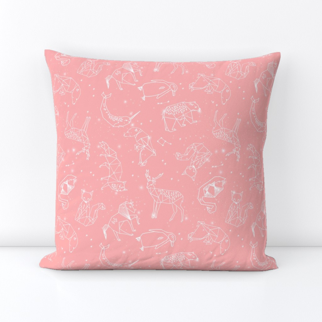 constellations // geometric nursery animals fabric pink nursery design