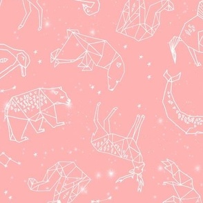 constellations // geometric nursery animals fabric pink nursery design