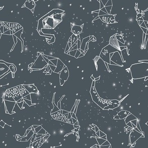 constellations // charcoal geometric animals constellations fabric nursery baby animals design