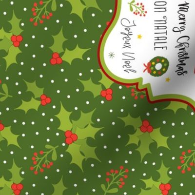 Tea Towel-Merry Holly-Green