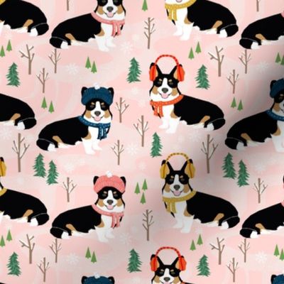 corgi snow day fabric winter dog design corgi fabric 