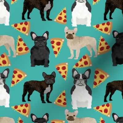 french bulldog pizza fabric fawn, brindle, black and white french bulldogs,  frenchie pizzas frenchie dog