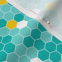 Honeycomb Pattern Teal on Teal 4