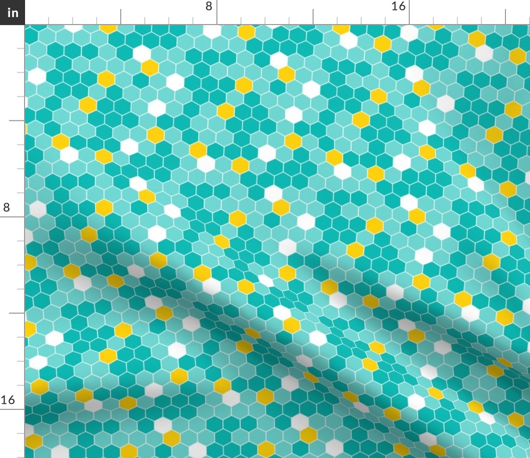 Honeycomb Pattern Teal on Teal 4