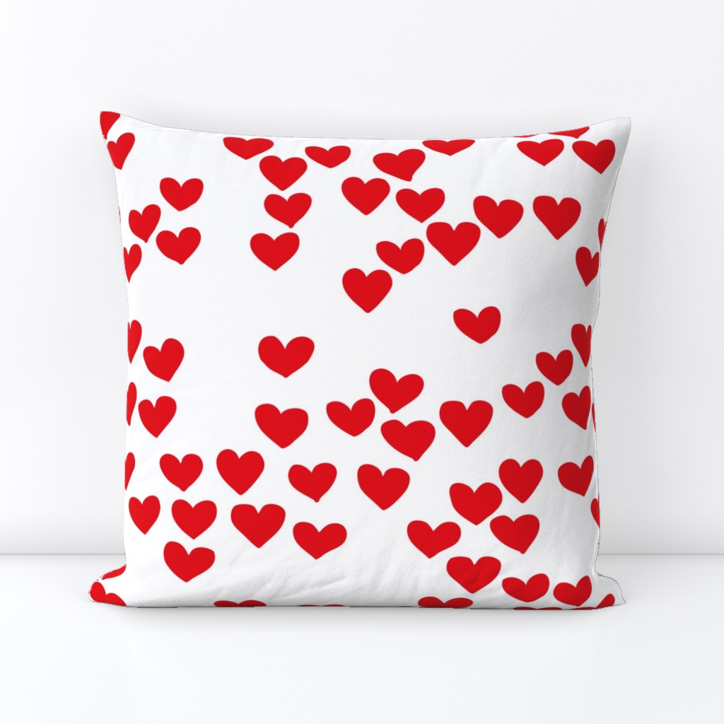 Pastel love hearts tossed hand drawn illustration pattern scandinavian style in red Large